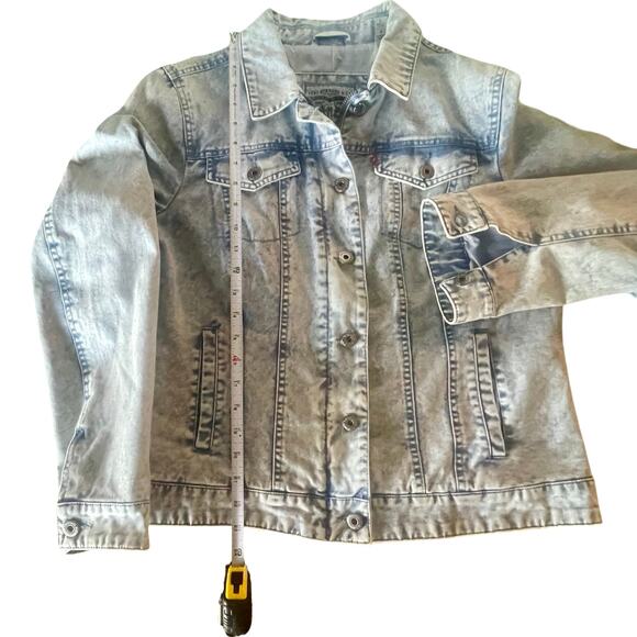 Levi’s Acid Wash Denim Jacket Full Zip + Button Closure Adjustable Waist, Size L - Picture 5 of 8
